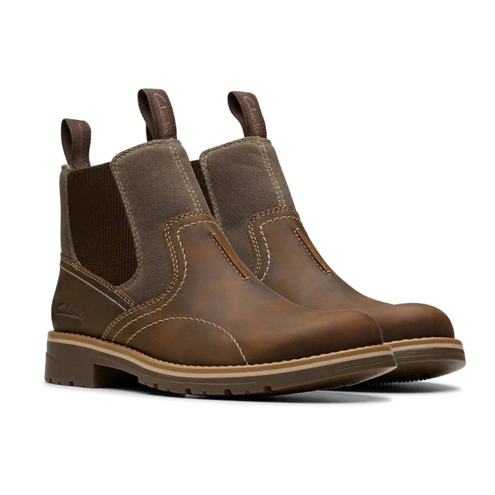 Clarks Morris Easy Waterproof Ankle Boot Mens 12 Beeswax Leather Chelsea